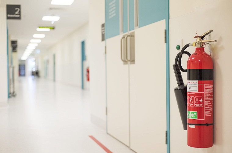 several fire extinguishers
